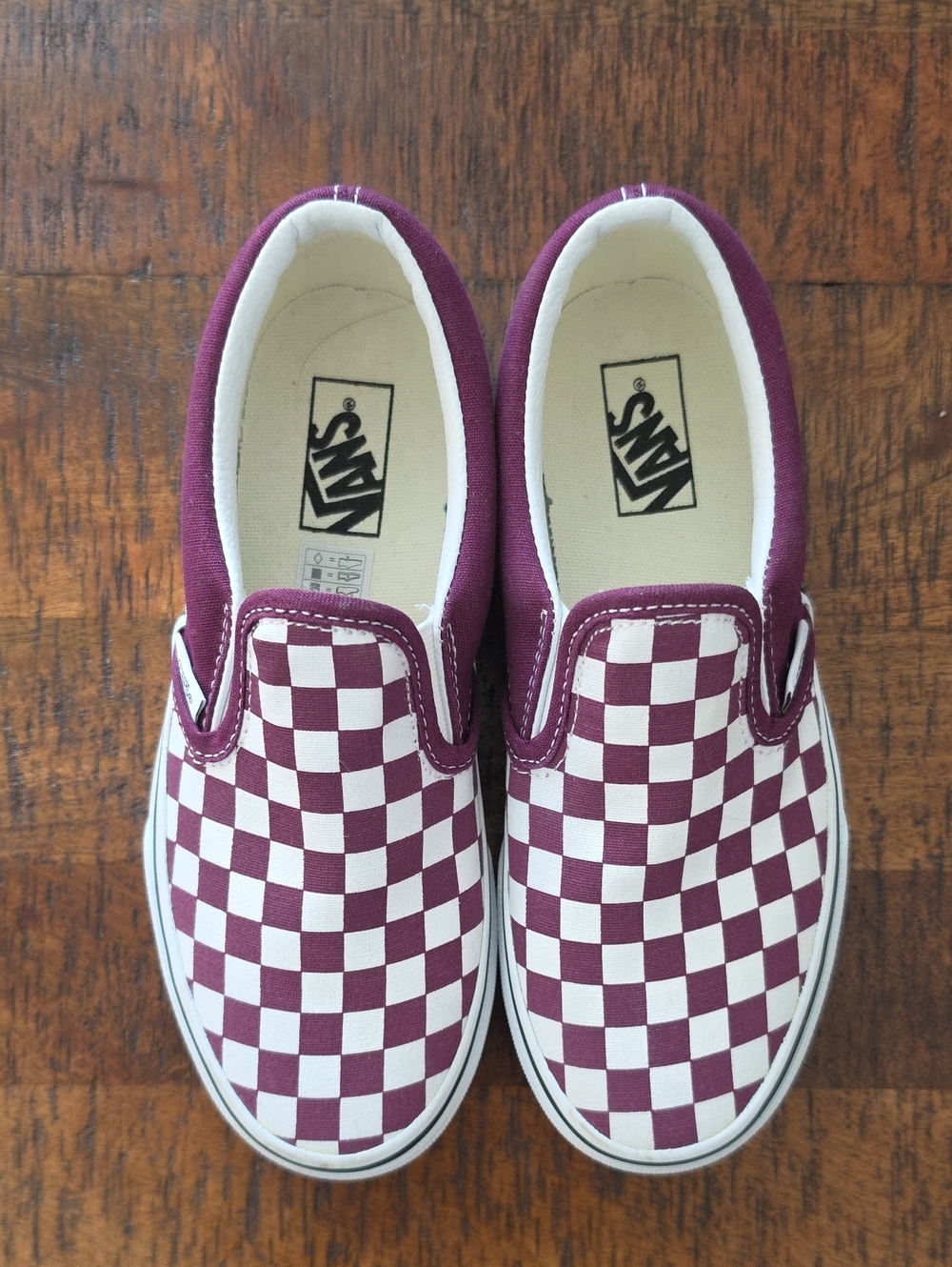 Vans Kids Slip-On Checkerboard - Burgundy and White